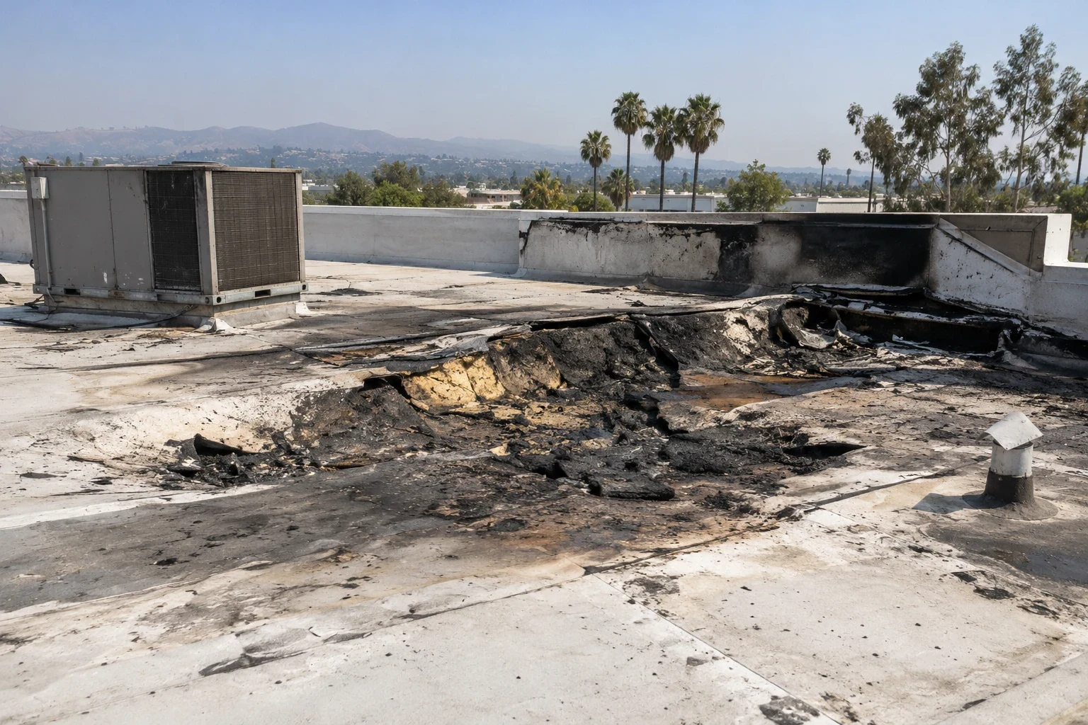 Commercial Fire Damage Roof Repair in Torrance