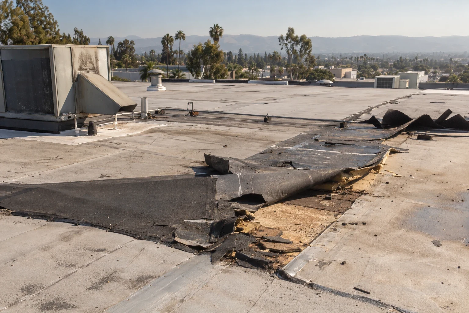 Commercial Wind Damage Roof Repair in Torrance